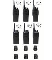 Set van 6 Motorola DP1400 UHF DMR IP54 5Watt met tafellader en beveiliging oortje