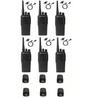 Set van 6 Motorola DP1400 UHF DMR IP54 5Watt met tafellader en D-shape oortje