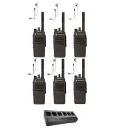 Set van 6 Motorola DP2400E Enhanced UHF DMR IP54 5watt met multilader en G-shape oortje