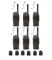 Set van 6 Motorola DP2400E Enhanced UHF DMR IP54 5watt tafellader en G-shape oortje