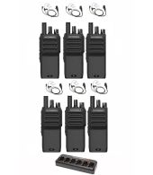 Set van 6 Motorola R2 UHF DMR Digitaal IP55 5Watt met multilader en beveiliging oortje