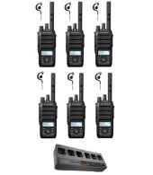 Set van 6 Motorola R5 UHF DMR IP67 LKP 5 Watt met multilader en G-shape oortje