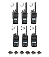 Set van 6 Motorola R5 UHF DMR IP67 LKP 5 Watt met tafellader en beveiliging oortje