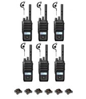 Set van 6 Motorola R5 UHF DMR IP67 LKP 5 Watt met tafellader en G-shape oortje