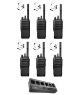 Set van 6 Motorola R5 UHF DMR IP67 NKP 5 Watt met multilader en beveiligingoortje