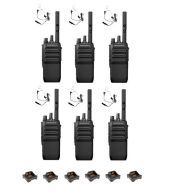 Set van 6 Motorola R5 UHF DMR IP67 NKP 5 Watt met tafellader en beveiliging oortje