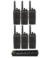 Set van 6 Motorola XT420 UHF IP55 PMR446 Portofoon met multilader