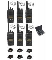 Set van 6 Motorola XT460 IP55 PMR446 met beveiliging oortje tafellader koffer