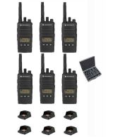 Set van 6 Motorola XT460 IP55 PMR446 Portofoon met tafellader en koffer