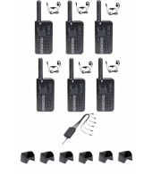 Set van 6 stuks Kenwood PKT-23E IP54 met KHS-34 oortje en multilader