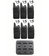 Set van 6 Retevis RT622 vergunning vrije UHF mini portofoons met G-shape oortje en multilader