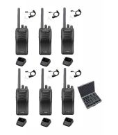 Set van 6 stuks Kenwood TK-3501 PMR446 met  beveiliging oortje tafelladers en koffer