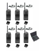 Set van 6 stuks Kenwood TK-3501 PMR446 met  D-shape oortje tafelladers en koffer