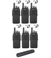 Set van 6 stuks TYTERA MD-680 DMR portofoons met multilader en beveiliging oortje