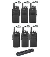 Set van 6 stuks TYTERA MD-680 DMR portofoons met multilader en D-shape oortje