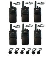 Set van 6 TYT TC-555 UHF 2Watt compacte Portofoons met D-shape oortje