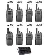 Set van 8 Inrico T526 IP54 4G LTE POC Zello Portofoons met D-shape oortje en multilader OP=OP