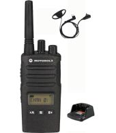 Motorola XT460 IP55 PMR446 Portofoon met display en tafellader en D-shape oortje